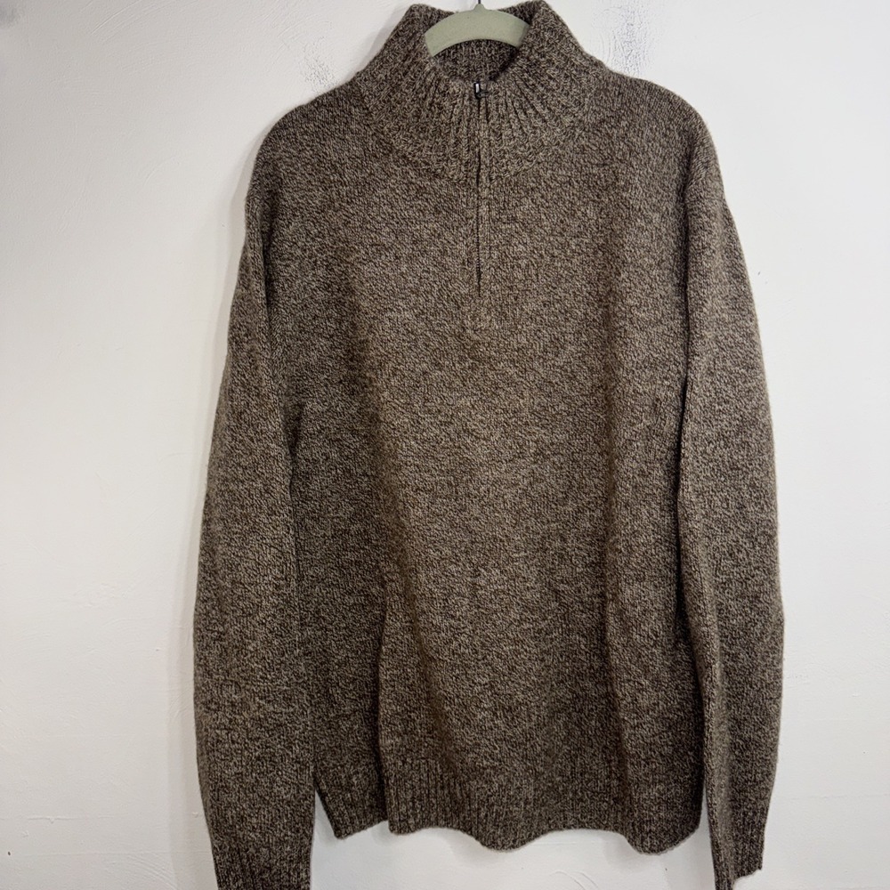 J.CREW Men's Pullover Sweater Rugged Meeino Wool Blend Marbled Beige NWT